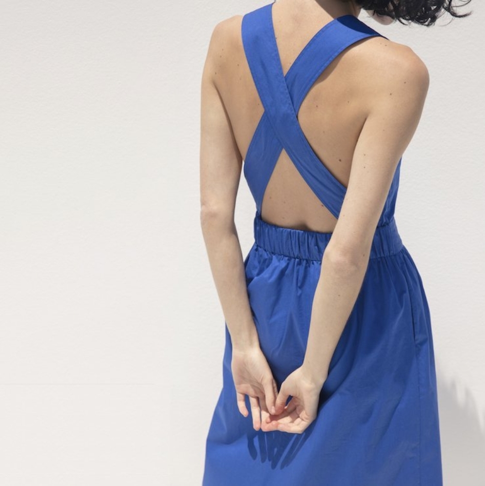 Everlane 100% cotton cross-back dress